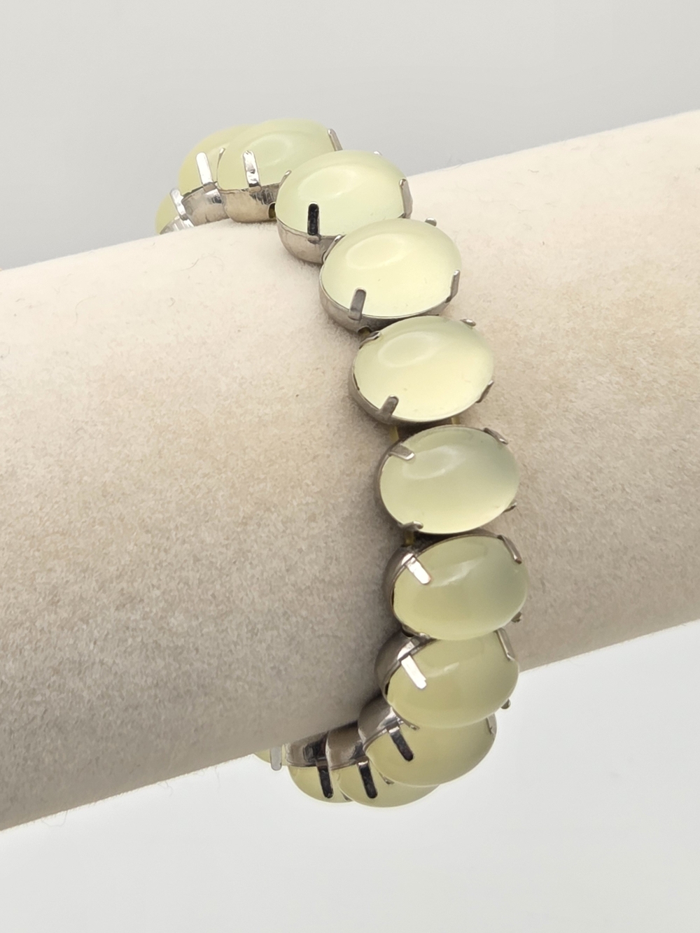 Vintage Moonglow Lucite Pale Green Stretch Bracelet
